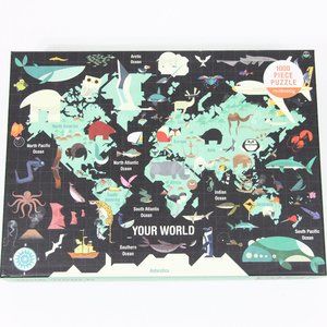 Mudpuppy Puzzle 1000 Pieces Complete Your World Map Animals Jigsaw